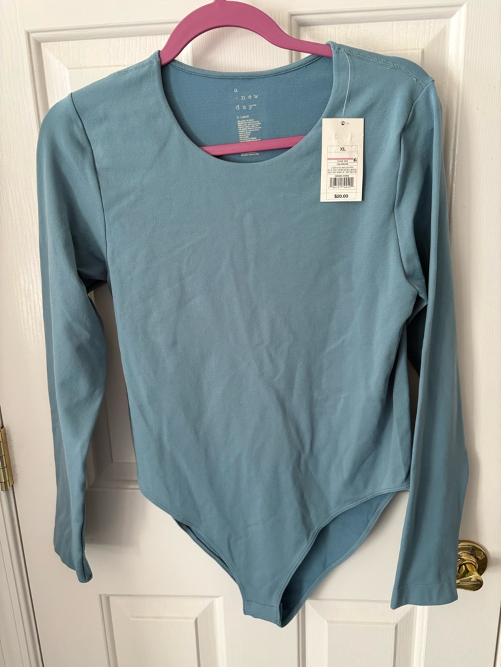 a new day Women's Long-Sleeve Scoop Neck Bodysuit in Dusty Blue